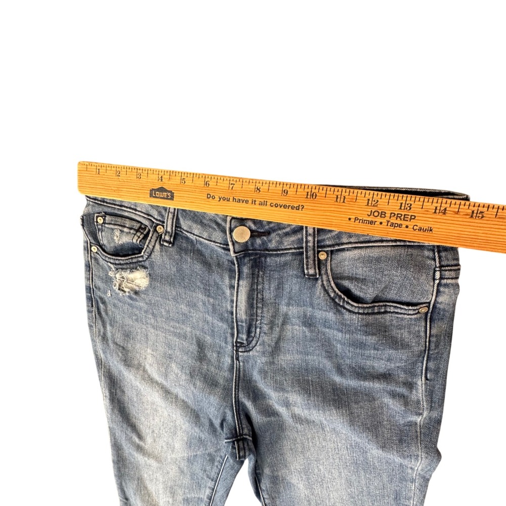 GAP Womens 8 High Rise Flare Jeans 30x34 Light Wash Distressed Y2K Boho Festival - Picture 5 of 9